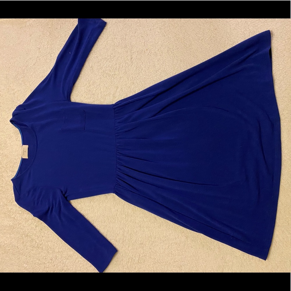 Simple Blue Everly Dress with front pocket detail